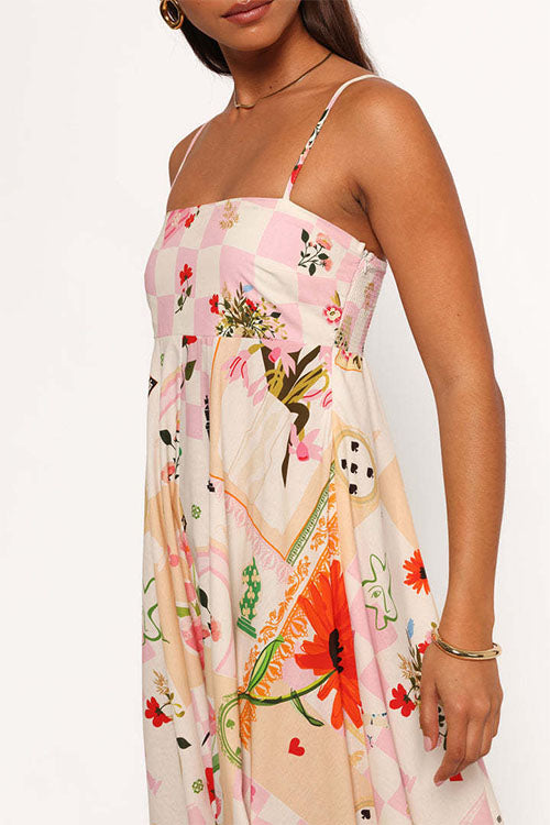 Rowangirl  Printed Sling Resort Dress