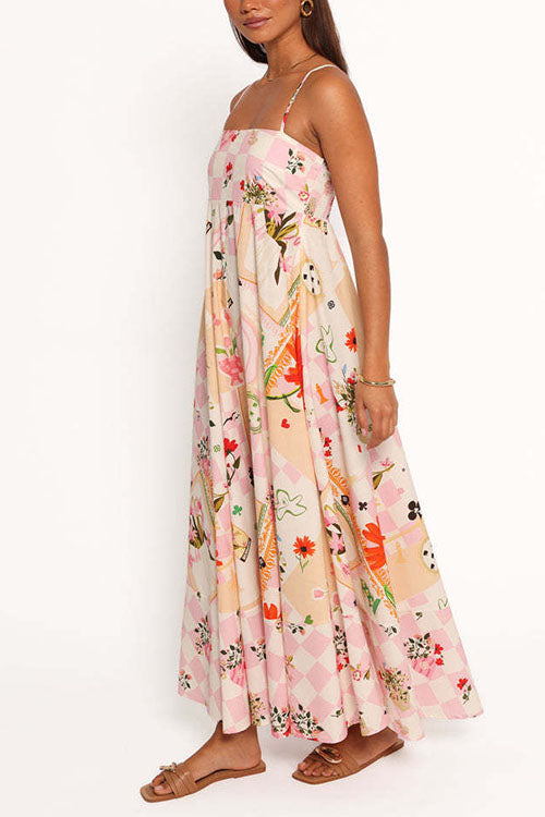 Rowangirl  Printed Sling Resort Dress