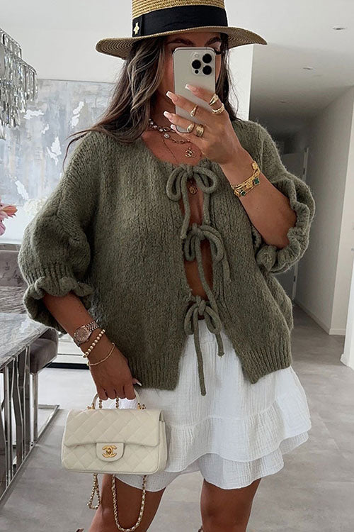 Rowangirl   V-neck Ruffled Sweater Cardigan