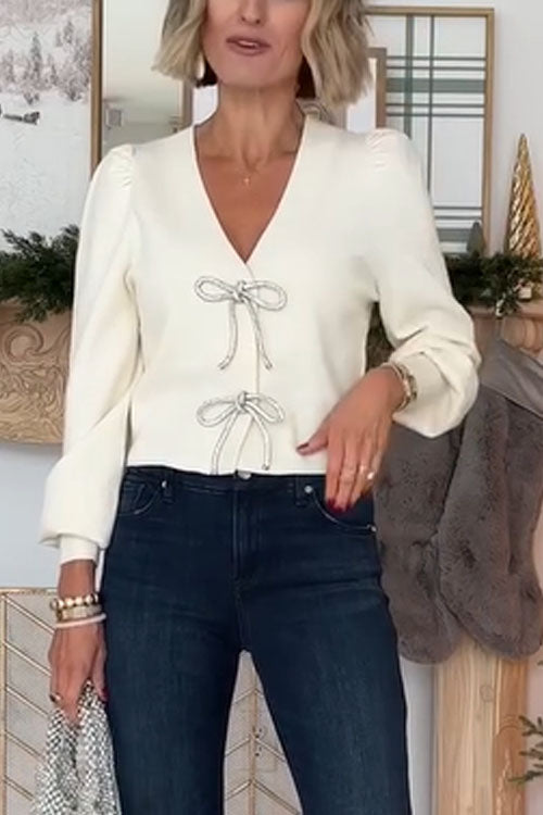 Rowangirl  Fashion Bow Long Sleeve Sweater