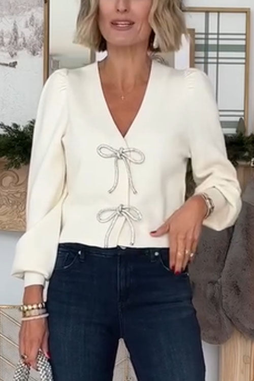 Rowangirl  Fashion Bow Long Sleeve Sweater