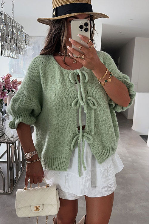 Rowangirl   V-neck Ruffled Sweater Cardigan