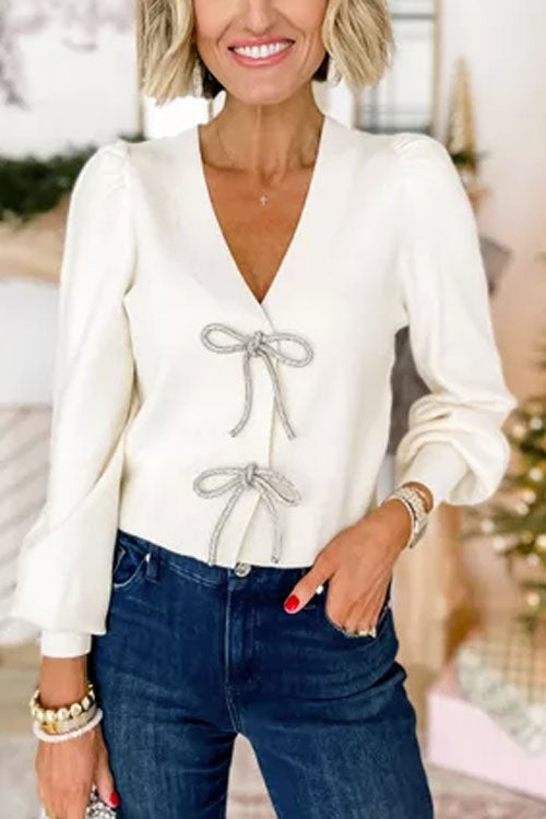 Rowangirl  Fashion Bow Long Sleeve Sweater