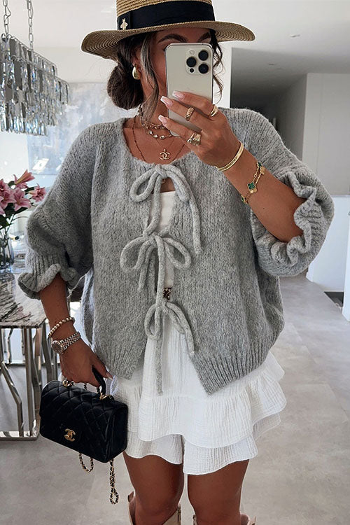 Rowangirl   V-neck Ruffled Sweater Cardigan