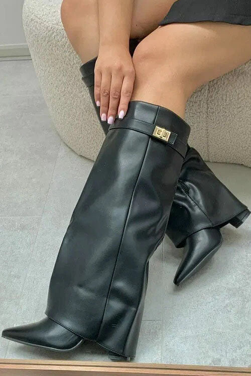 Rowangirl Pointed-Toe Straight-Leg Boots With Metal Buckles