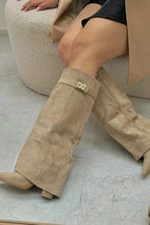 Rowangirl Pointed-Toe Straight-Leg Boots With Metal Buckles