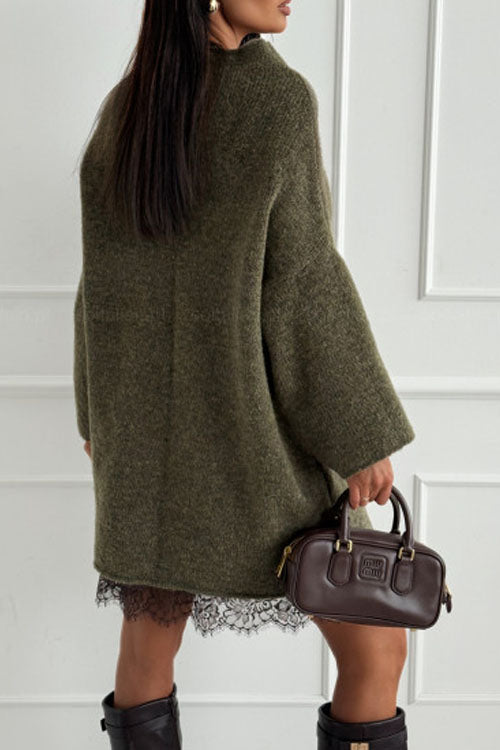 Rowangirl  High-Neck Long-Sleeved Ssweater Dress