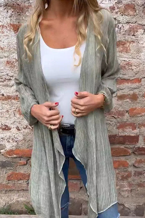 Rowangirl Long Solid Color Casual Long Sleeves Cardigan