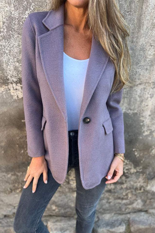 Rowangirl Casual Wool Lapel Buttoned Blazer