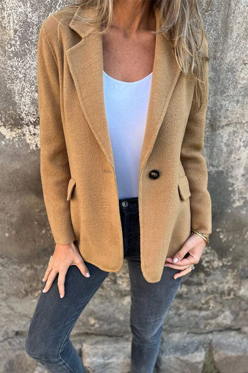 Rowangirl Casual Wool Lapel Buttoned Blazer