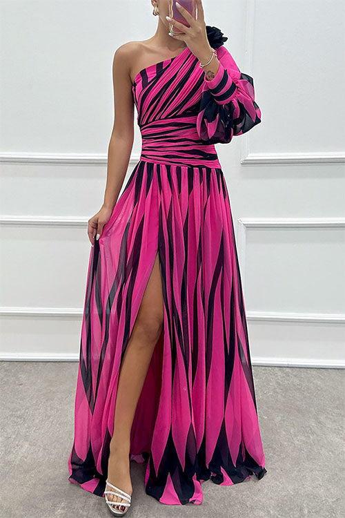 Rowangirl Printed Off-Shoulder Slit Dress