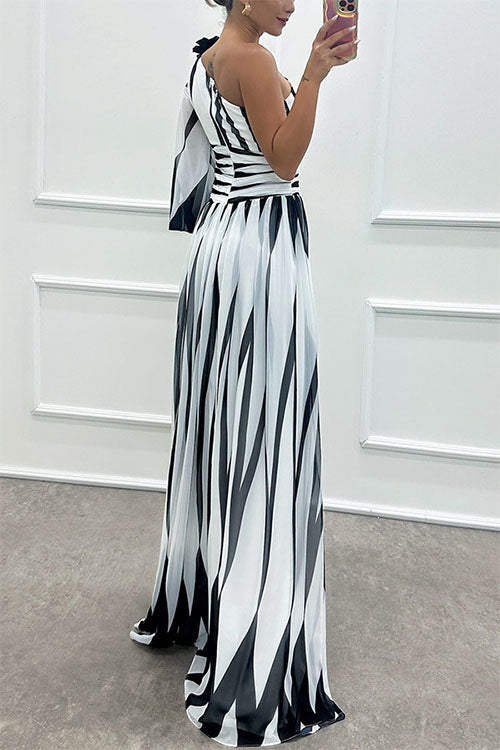 Rowangirl Printed Off-Shoulder Slit Dress