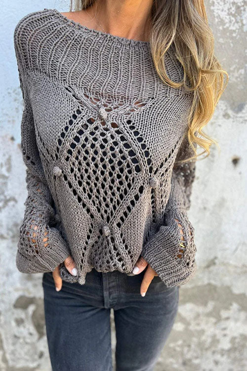 Rowangirl Loose Hollow  Crew Neck Sweater