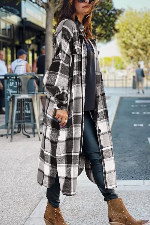 Rowangirl Candice Fashion Chic Lapel Lattice Long Sleeve Coat