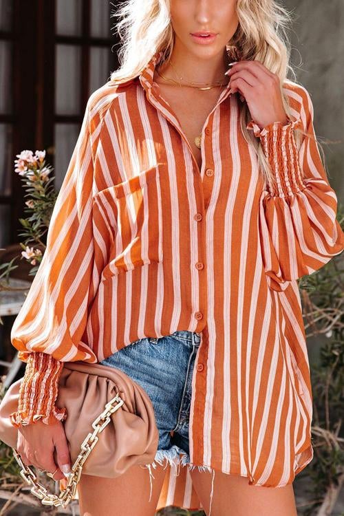Rowangirl Tess Fashion Chic Stripe Long Sleeve  Shirt