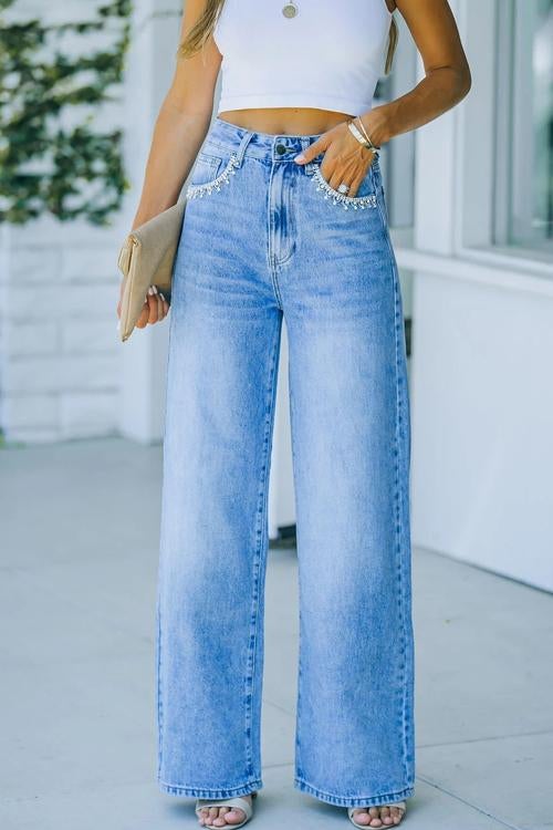 Rowangirl Makaila Fashion Chic Sequins Pockets Jeans