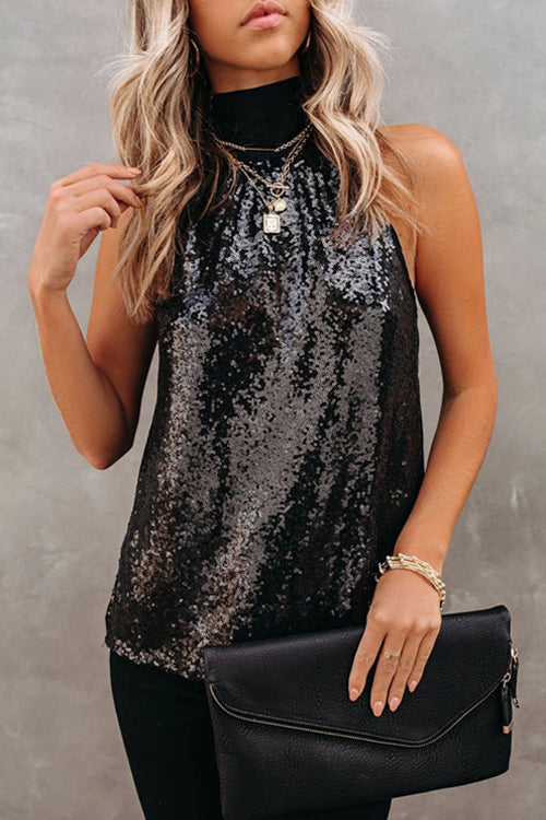 Rowangirl Sleeveless Sequin Knotted Party Top