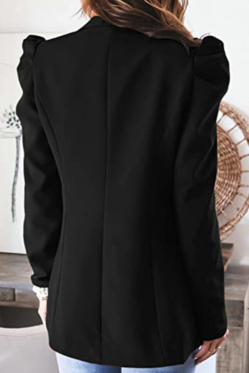 Rowangirl Fashion Chic Solid Lapel Long Sleeve Shoulder Pads Suit Coat