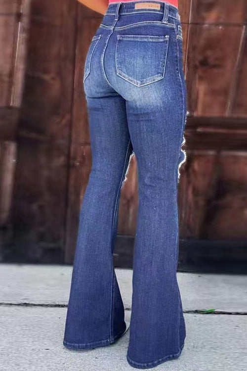 Rowangirl Fashion Wide Leg Ripped Jeans