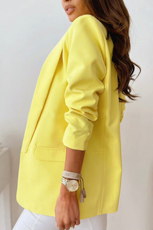 Rowangirl Fashion Solid Lapel Long Sleeve Slim Suit Coat