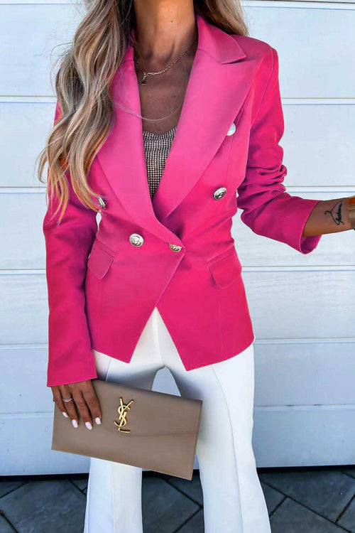 Rowangirl Fashion Solid Lapel Long Sleeve Buttons Slim Suit Coat