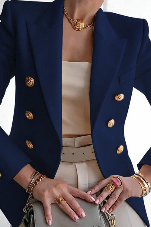 Rowangirl Fashion Chic Solid Long Sleeve Buttons Slim Coat