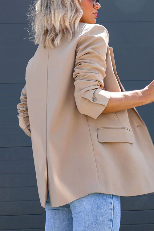 Rowangirl Fashion Chic Solid Lapel Long Sleeve Slim Suit Coat