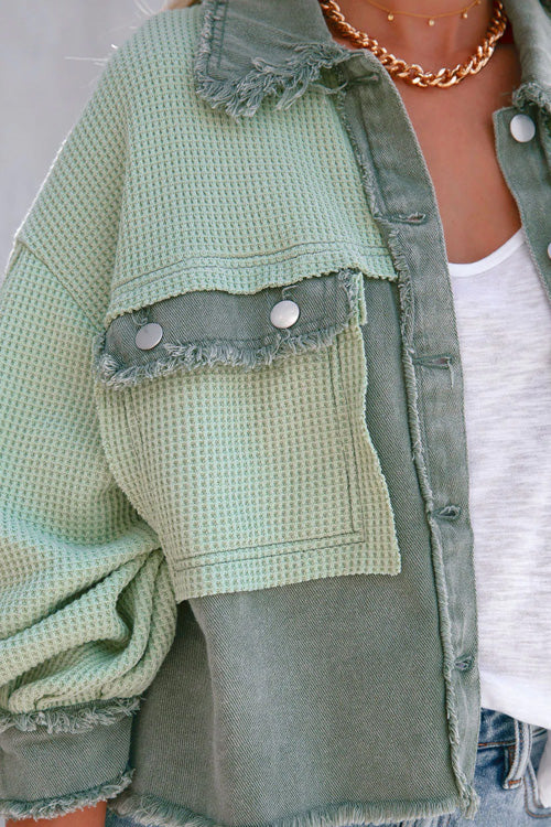 Rowangirl Fashion Chic Color Block Lapel Long Sleeve Buttons Jacket