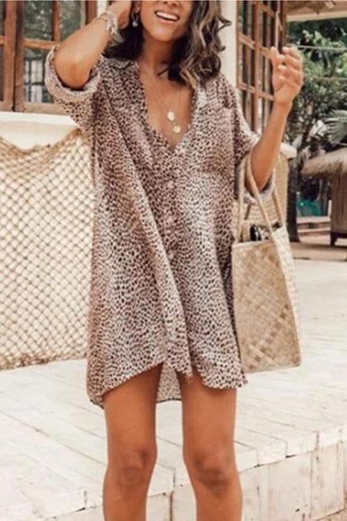 Rowangirl fashion leopard shirt dress