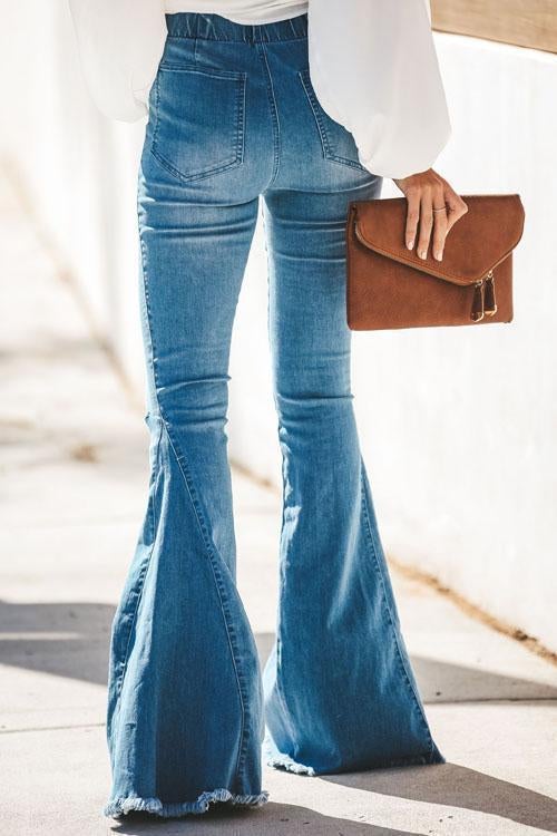 Rowangirl Anti-old Flared Jeans With Holes